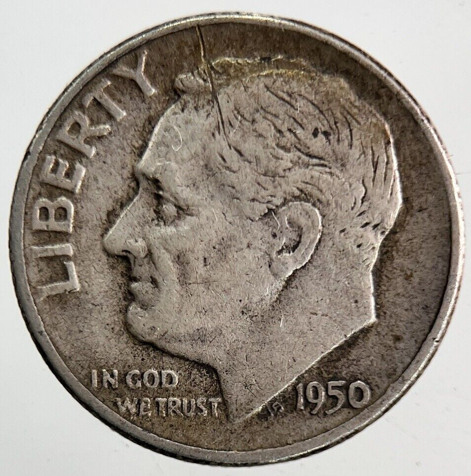 1950 US USA Roosevelt One Dime Silver Coin | Fine Collectable Grade