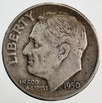 1950 US USA Roosevelt One Dime Silver Coin | Fine Collectable Grade
