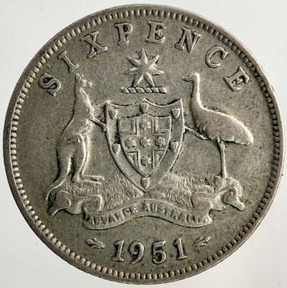 1951 Australia Sixpence Silver Coin | Fine Collectable Grade