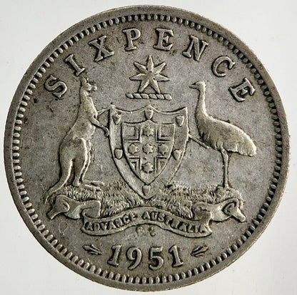 1951 Australia Sixpence Silver Coin | Fine Collectable Grade