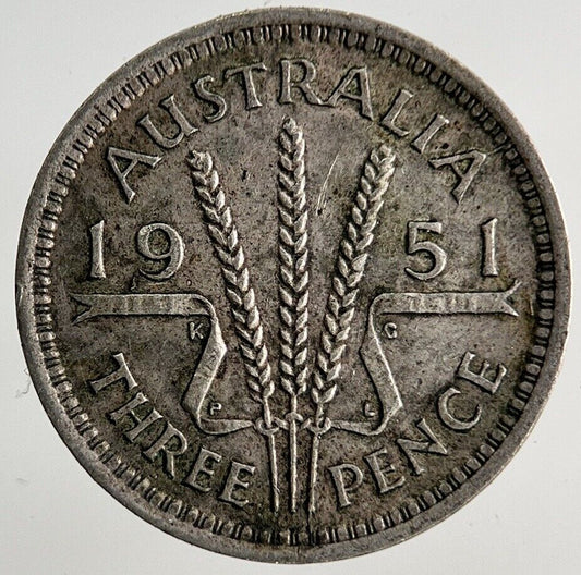 1951 Australia Threepence Silver Coin | Fine Collectable Grade