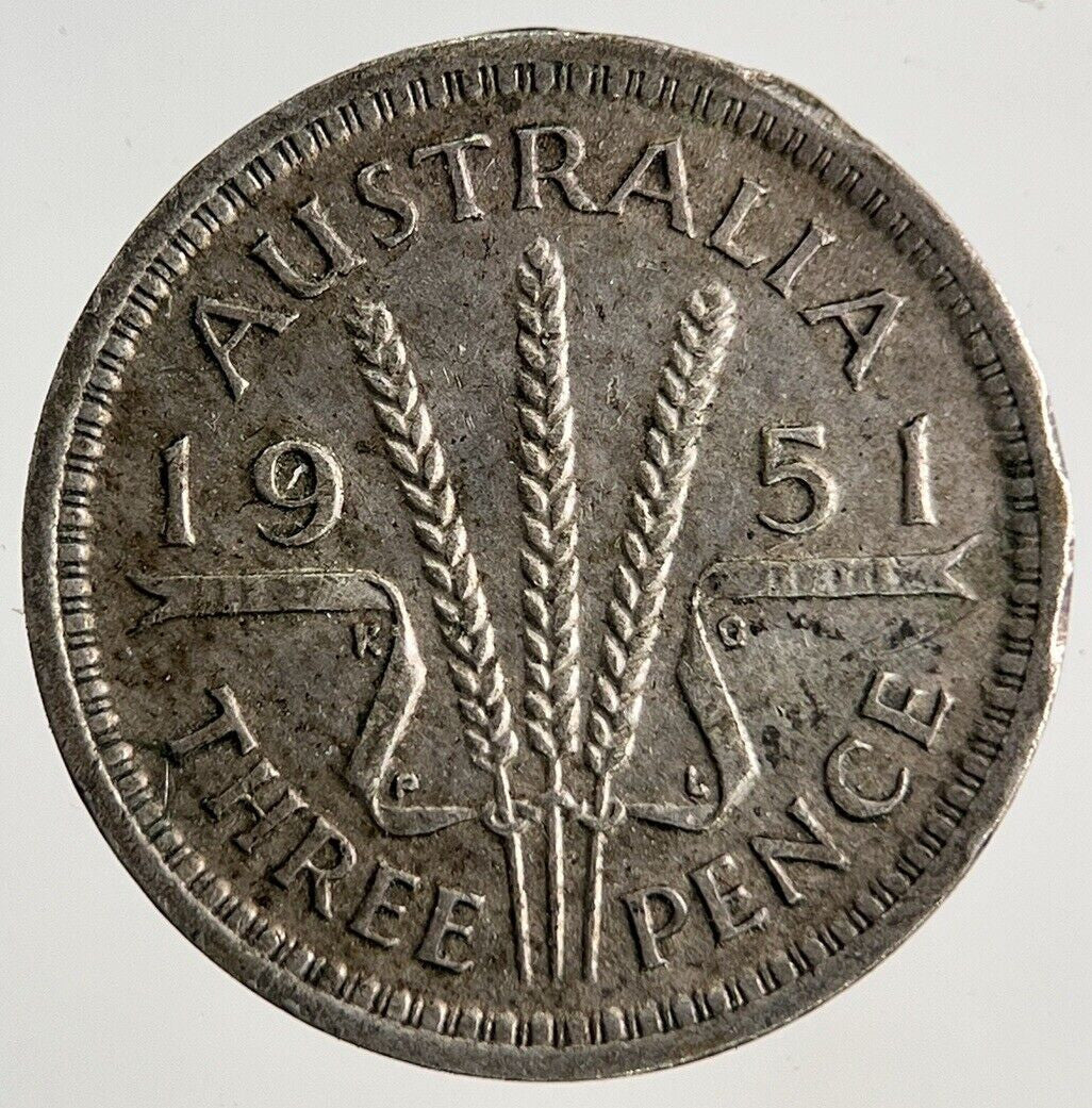 1951 Australia Threepence Silver Coin | Fine Collectable Grade