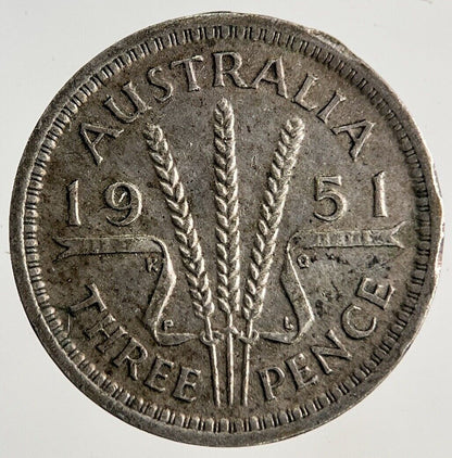 1951 Australia Threepence Silver Coin | Fine Collectable Grade