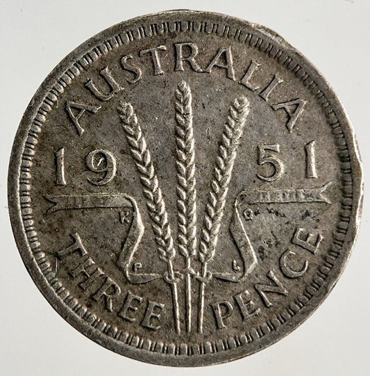 1951 Australia Threepence Silver Coin | Fine Collectable Grade