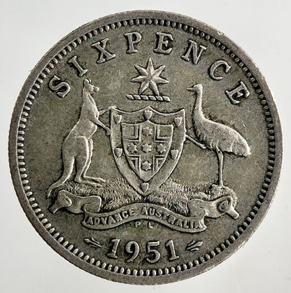 1951 Australia Sixpence Silver Coin | Fine Collectable Grade