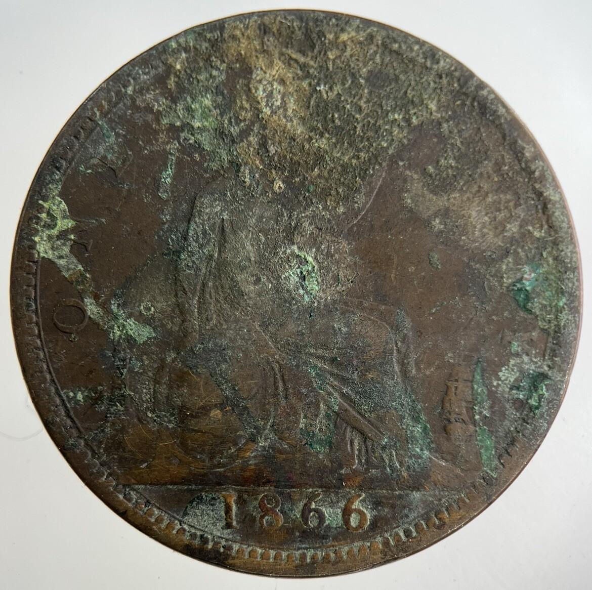 1866 Victoria One Penny Coin | Fine Collectable Grade