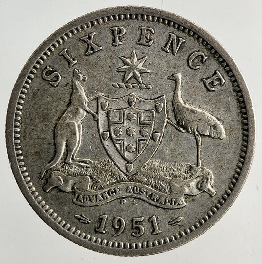 1951 Australia Sixpence Silver Coin | Fine Collectable Grade