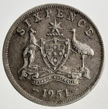 1951 Australia Sixpence Silver Coin | Very High Grade