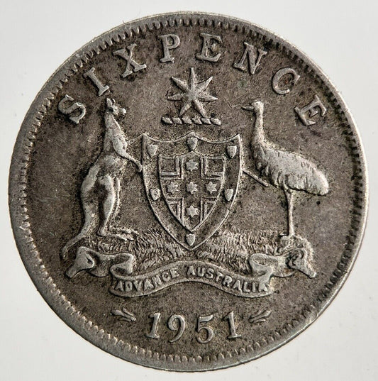 1951 Australia Sixpence Silver Coin | Very High Grade