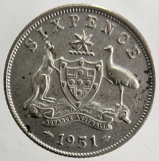 1951 Australia Sixpence Silver Coin | Fine Collectable Grade | a5471