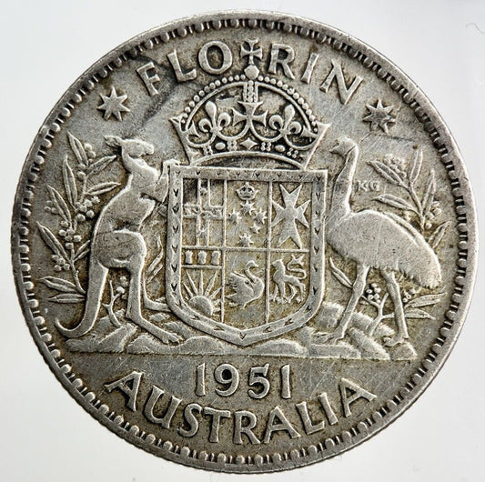 1951 Australia Florin Silver Coin | Fine Collectable Grade