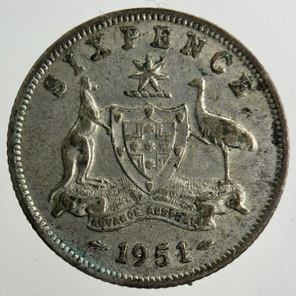 1951 Australia Sixpence Silver Coin | Fine Collectable Grade