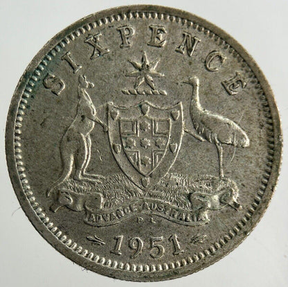 1951 Australia Sixpence Silver Coin | Fine Collectable Grade