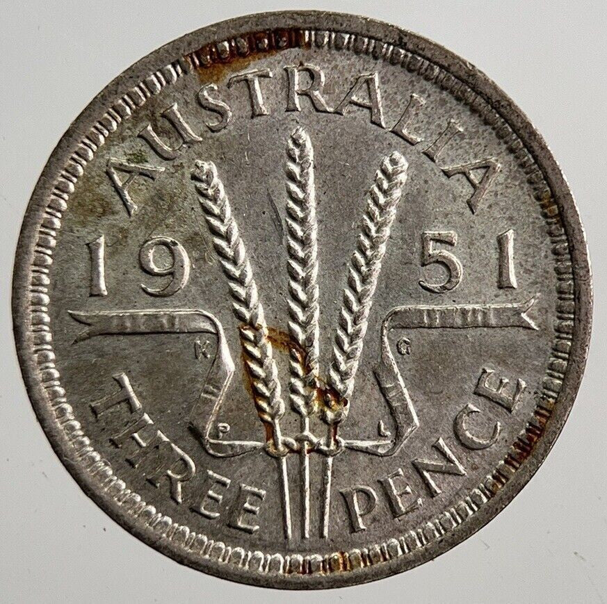 1951 Australia Threepence Silver Coin | Very High Grade | a8001