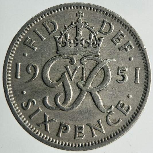 1951 George VI Sixpence Coin | Fine Collectable Grade