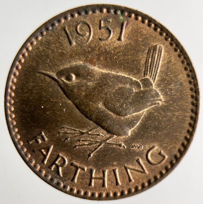 1951 George VI Wren Farthing Coin | Very High Grade