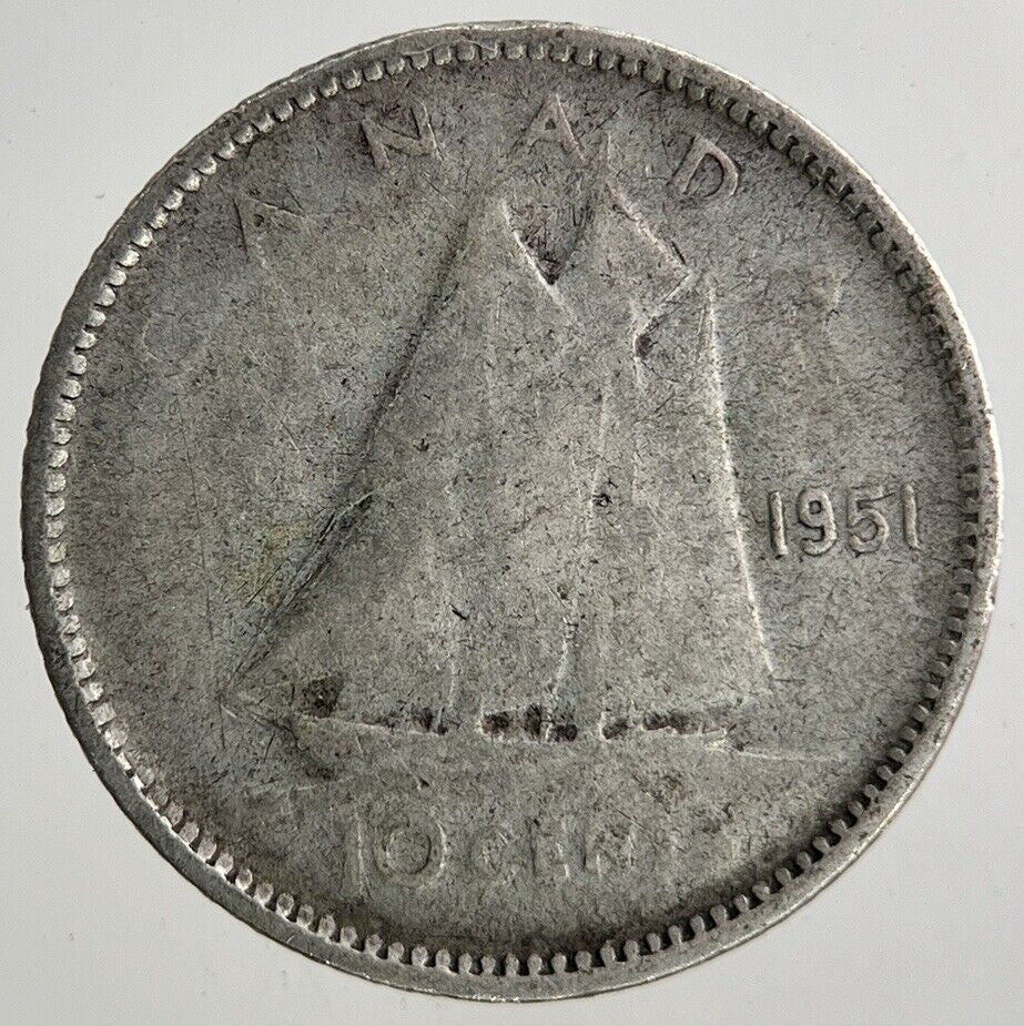 1951 Canada 10 Cents Silver Coin | Collectable Grade