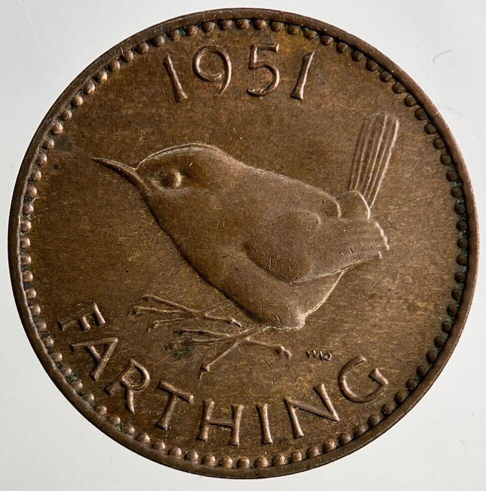 1951 George VI Wren Farthing Coin | Very High Grade