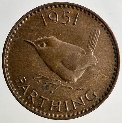 1951 George VI Wren Farthing Coin | Very High Grade