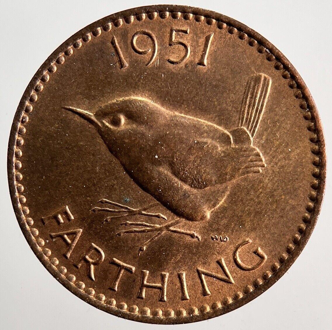 1951 George VI Wren Farthing Coin | Very High Grade