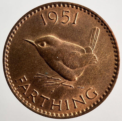 1951 George VI Wren Farthing Coin | Very High Grade