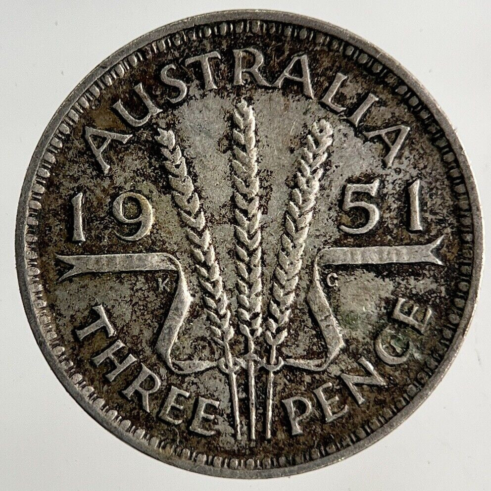 1951 Australia Threepence Silver Coin | Fine Collectable Grade