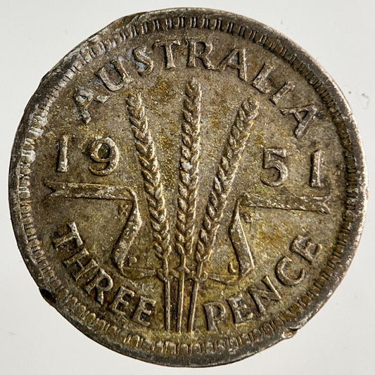 1951 Australia Threepence Silver Coin | Fine Collectable Grade