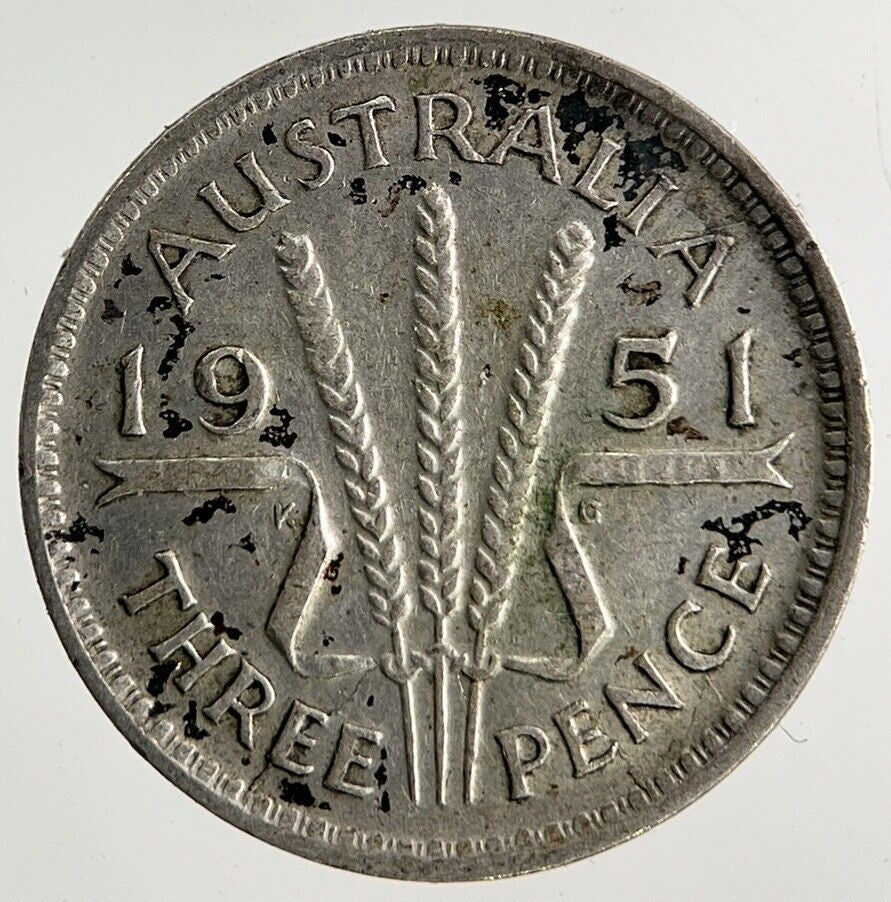1951 Australia Threepence Silver Coin | Fine Collectable Grade