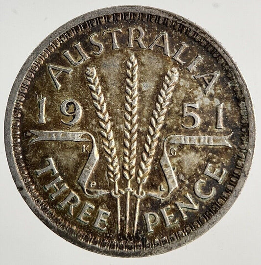 1951 Australia Threepence Silver Coin | Fine Collectable Grade
