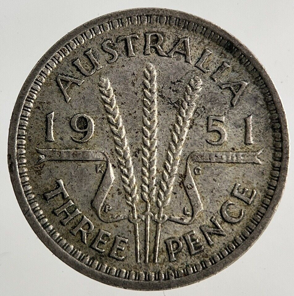 1951 Australia Threepence Silver Coin | Fine Collectable Grade