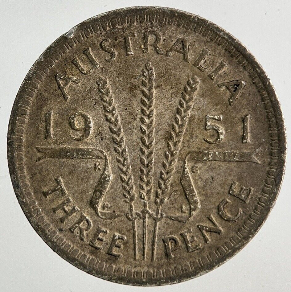 1951 Australia Threepence Silver Coin | Fine Collectable Grade
