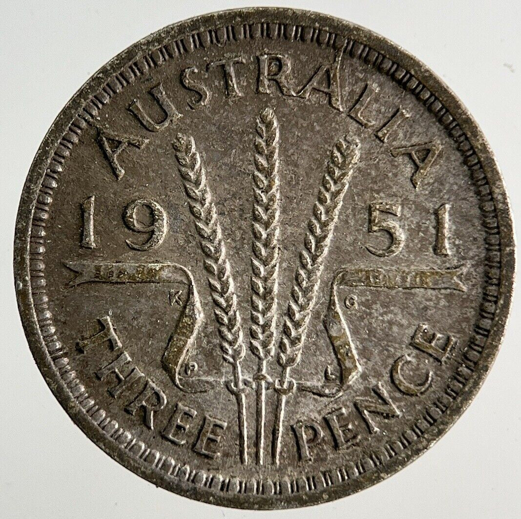 1951 Australia Threepence Silver Coin | Fine Collectable Grade