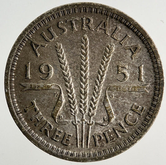 1951 Australia Threepence Silver Coin | Fine Collectable Grade