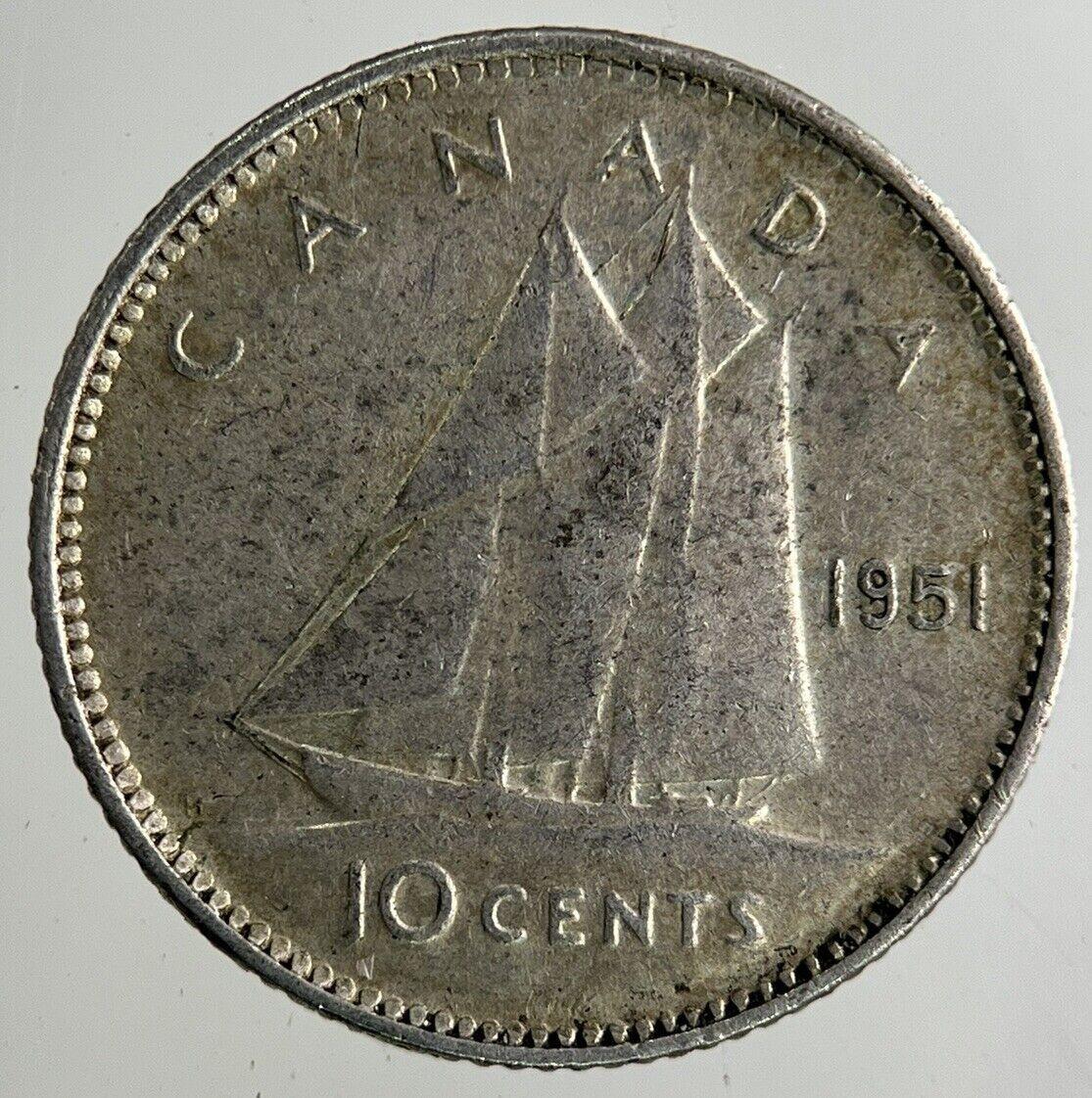 1951 Canada 10 Cents Silver Coin | Fine Collectable Grade