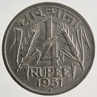 1951 India 1/4 Quarter Rupee Coin | Fine Collectable Grade