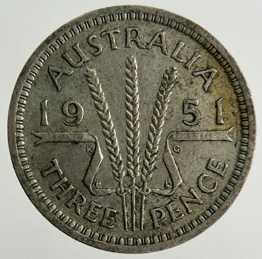 1951 Australia Threepence Silver Coin | Fine Collectable Grade