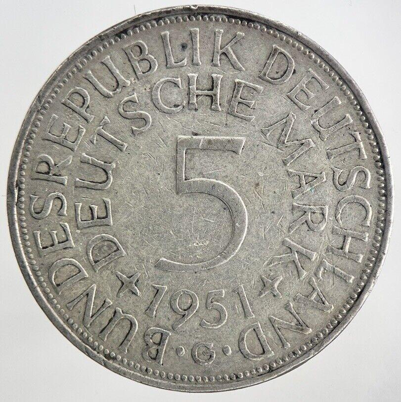 1951-G Germany 5 Mark Silver Coin | Fine Collectable Grade