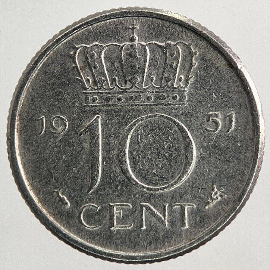 1951 Netherlands 10 Cents Coin | Very High Grade
