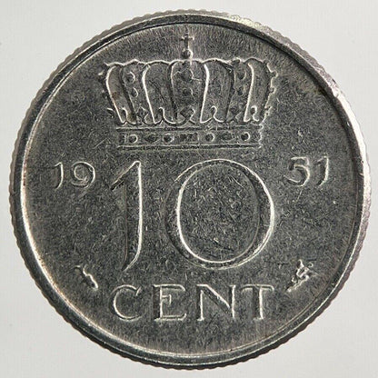 1951 Netherlands 10 Cents Coin | Very High Grade