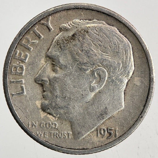 1951-S US USA Roosevelt Dime Silver Coin | Fine Collectable Grade