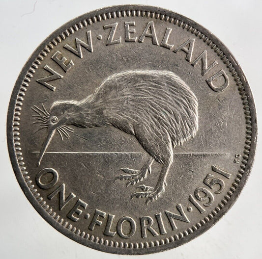 1951 New Zealand Florin Coin | Fine Collectable Grade