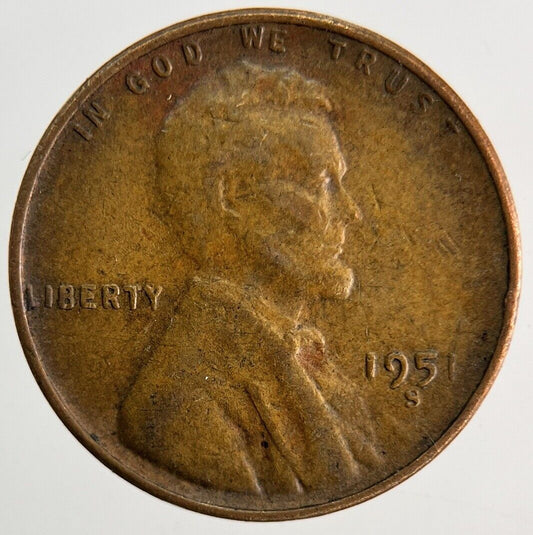 1951-S US USA One Cent Coin | Fine Collectable Grade