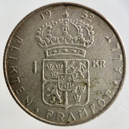 1952 Sweden 1 Krona Silver Coin | Fine Collectable Grade