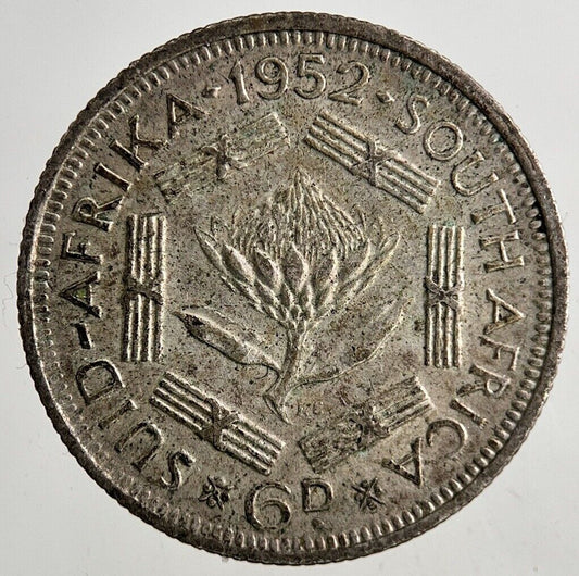 1952 South Africa Sixpence Silver Coin | Fine Collectable Grade