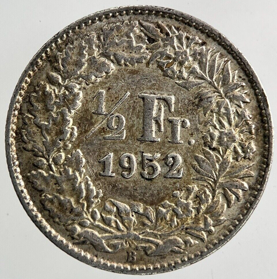 1952 Switzerland Swiss 1/2 Half Franc Silver Coin | Fine Collectable Grade
