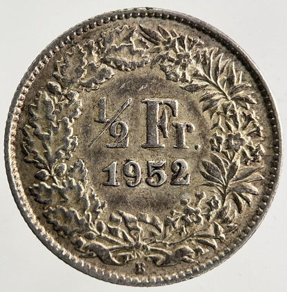 1952 Switzerland Swiss 1/2 Half Franc Silver Coin | Very High Grade
