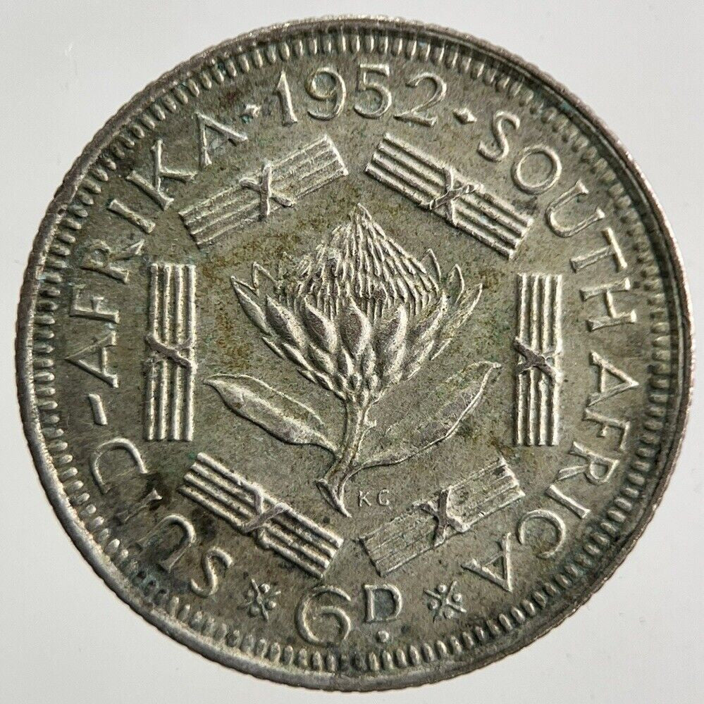 1952 South Africa Sixpence Silver Coin | Very High Grade