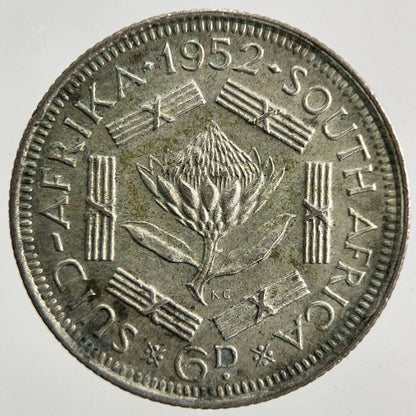 1952 South Africa Sixpence Silver Coin | Very High Grade