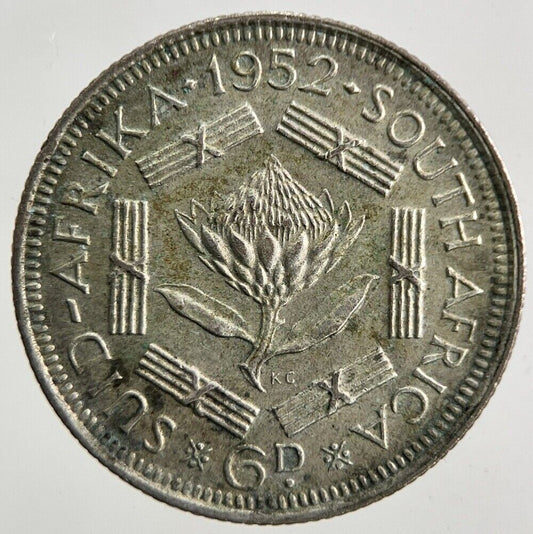 1952 South Africa Sixpence Silver Coin | Very High Grade