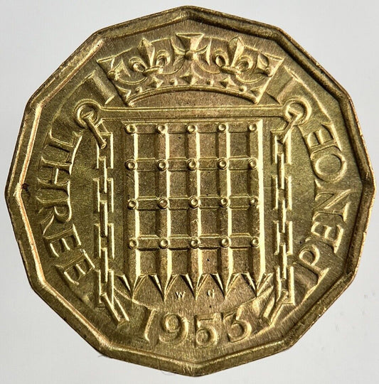 1953 Elizabeth II 2nd Brass Threepence Coin | Very Fine Grade